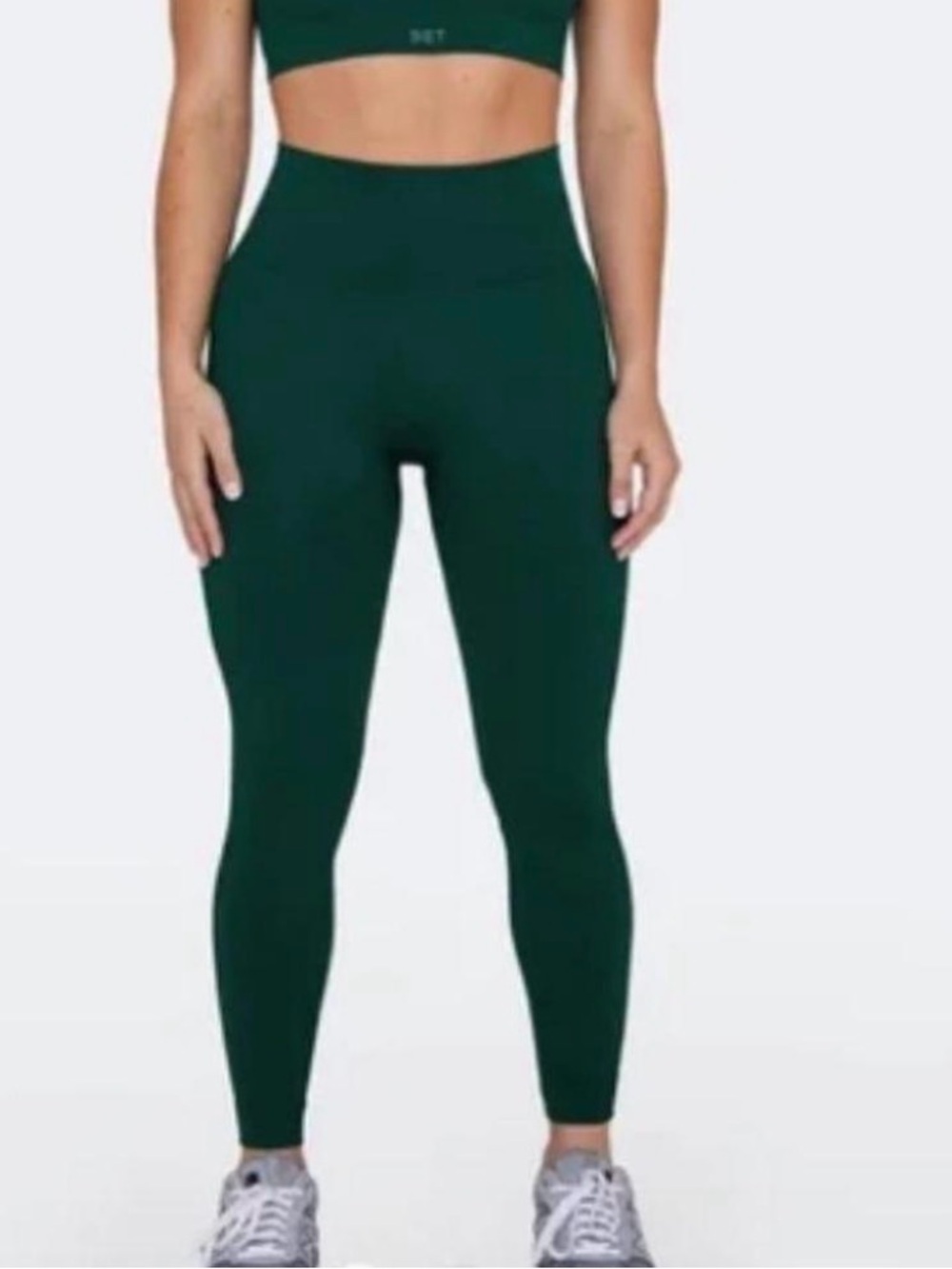 Set Active Ribbed High Waist Leggings Green Size Small